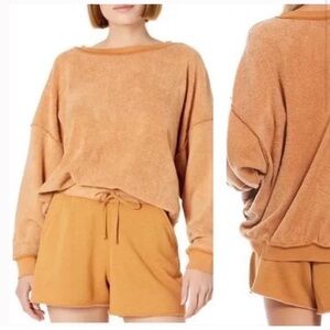 Free People Kelly lounge Short sweatshirt Set in Cognac Brown size small